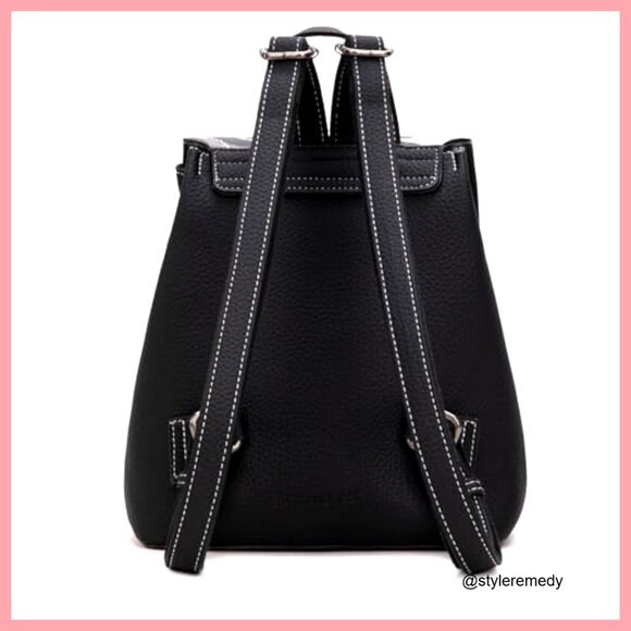 Faux Leather Mini Backpack Purse Convertible Shoulder Bag Vegan Leather main image 6